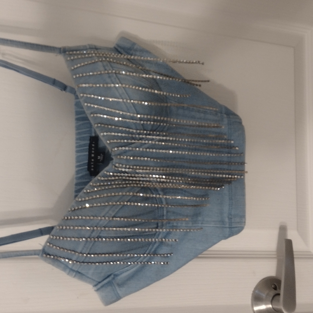 Haute Monde Denim Blue Crop Top